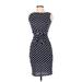 Oxiuli Fashion Casual Dress - Sheath: Blue Polka Dots Dresses - Women's Size Small