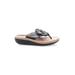 Flip Flops: Flip-Flop Wedge Casual Black Solid Shoes - Women's Size 7 - Open Toe