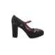 L'autre Chose Heels: Mary Jane Chunky Heel Cocktail Party Black Solid Shoes - Women's Size 36 - Round Toe