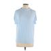 T Tahari Short Sleeve T-Shirt: Blue Tops - Women's Size Large