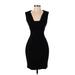 Express Casual Dress - Sheath Plunge Sleeveless: Black Solid Dresses - Women's Size X-Small