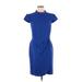 Lark & Ro Cocktail Dress - Sheath Mock Short sleeves: Blue Solid Dresses - Women's Size 8