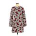 Zara Casual Dress - Mini High Neck Long sleeves: Red Floral Dresses - Women's Size Small