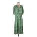 Zara Casual Dress - Midi Crew Neck 3/4 sleeves: Green Dresses - Women's Size Small
