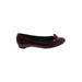 Stuart Weitzman Flats: Slip On Wedge Casual Burgundy Print Shoes - Women's Size 7 1/2 - Round Toe