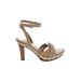 Franco Sarto Heels: Tan Print Shoes - Women's Size 6 1/2 - Open Toe