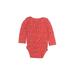 Carter's Long Sleeve Onesie: Red Print Bottoms - Size 12 Month