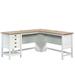 Cottage Road L-Desk, L: 65.12" x W: 58.66" x H: 29.76", Soft White Finish