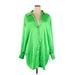 ASOS Casual Dress - Mini Plunge Long sleeves: Green Solid Dresses - New - Women's Size 18