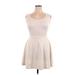 Vibe Sportswear Casual Dress - A-Line Scoop Neck Sleeveless: Ivory Solid Dresses - Women's Size X-Large