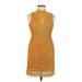 The Clothing Company Casual Dress - Mini Mock Sleeveless: Orange Print Dresses - Women's Size Medium