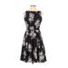 Ann Taylor LOFT Casual Dress - Party Crew Neck Sleeveless: Black Floral Dresses - Women's Size 2