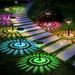 Bright Solar Pathway Lights 8 Pack,Color Changing+Warm White LED Path Lights Outdoor,IP67 Waterproof,Solar Powered Garden Lights