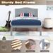 Platform Bed Frame Twin Size Gray Bed with Headboard, Minimalism Rustic Wood Slat Support Bed, No Box Spring Needed Bed