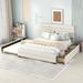 Queen Upholstered Platform Bed with Twin Size Trundle and Two Drawers