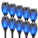 10 Pack Solar Lights Torches, Blue LED Flickering Flame Outdoor Waterproof Solar Powered Pathway Lights