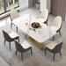 71''Kitchen Dining Room Table for 6-8,Antique White Sintered Stone Tabletop with Stainless Steel Base