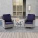 LIVOOSUN 3Pcs Outdoor Gray PE Wicker Furniture Swivel Rocking Set w/Glass Table