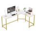 L Shaped Computer Desk with Monitor Stand, Reversible Corner Desk for Home Office, Modern PC Workstation Study Writing Table