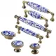 Poignée en céramique de poterie bleue et blanche armoire en bois massif chinois armoire à
