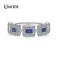 UMODE-Bague rectangle cubique bleue pour femme alliance de luxe bijoux de fête pour couples