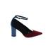 Mix No. 6 Heels: Pumps Chunky Heel Cocktail Party Burgundy Solid Shoes - Women's Size 9 - Pointed Toe