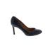 Ann Taylor Heels: Slip-on Stiletto Cocktail Party Black Solid Shoes - Women's Size 7 1/2 - Round Toe