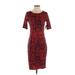Lularoe Casual Dress - Sheath Crew Neck Short sleeves: Red Dresses - New - Women's Size X-Small