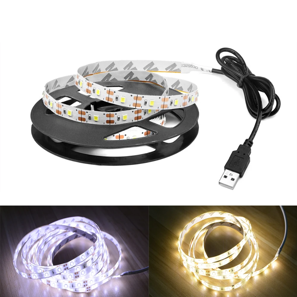 5V USB Ha Condotto La Luce di Striscia SMD 2835 1M 2M 3M 4M 5M Bianco/Bianco Caldo Nastro di Illuminazione Flessibile TV Sfondo Nastro Decorazione Della Casa lampada