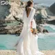 Sol semplice due pezzi maniche lunghe abito da sposa in Chiffon elegante spalline senza spalline