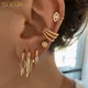 ISUEVA Gold Plated Earrings Set for Women Silver Color Fashion Piercing Ear Cuff Stud Hoop Earrings
