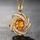 2 carats yellow crystal citrine gemstones diamonds pendant necklaces for women gold tone choker