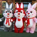 Air Inflatable Rabbit Mascot Furry Bunny Mascot Costume Adult Halloween Cosplay Costumes low Up Fur