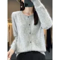 Aliselect Women Cardigan Super Warm Pure Mink Cashmere Sweaters O-neck Loose Female Clothes Ladies'