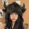 Big Black Bull Horn Mao Lei Feng Hat for Men and Women Winter Warm Ear Protection cappello antivento cappello da sci russo cappelli in pelliccia sintetica