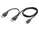 Supply Black White 0.6M USB 2.0 mobile hard disk cable cable dual USB-A male to Micro Mini USB A B C