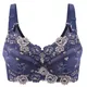 Women's Full coverage Underwired Lightly Lined bra Floral Embroidered Plus Size Minimizer bra 38 40