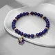 Lapis Lazuli Beaded Bracelets Gold Color Wire Wrapped Heart Charm Bracelets Natural Stone Amethysts
