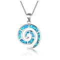 Boho Cute Animal Snail Spiral Design Pendant Necklace For Women Inlay Blue Imitation Opal Necklace