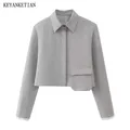 KEYANKETIAN 2024 New Launch High Street Patch Pockets Decoration Women's Short Shirt Jacket