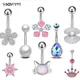 Sexy Flower Petals Cat Head Navel Ring Surgical Steel Navel Piercing Belly Button Rings Piercing