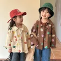 Children Cargo Coat 2024 Spring New Baby Boys Lapel Shirts Casual Jacket Toddler Girls Cartoon Print