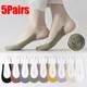 1/5pairs Ultrathin Ice Silk Boat Socks Women Breathable Boat Soft Cotton Slippers Socks Summer Short