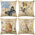 Easter Rabbit Egg Pillow Case Spring Home Decoration Cushion Cover Fresh Flowers Birds and