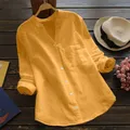 Leisure White Yellow Shirts Button Lapel Cardigan Top Lady Loose Long Sleeve Oversized Shirt Womens