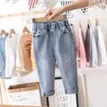 0-7Y Boys Elastic Jeans 2023 Spring and Autumn New Children's Pants Slim Fit Pants Little Girl Baby