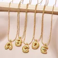 FLOLA Minimalist Gold Plated 26 Letters Initial Necklaces for Women Statement Bubble Letter