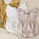 Baby Girl Romper Clothes Linen Summer Fashion Children's Kids Solid Color Clothing Light Pink