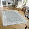Modern Grey Bordered Area Rugs Washable Carpet for Living Room Non-slip Large Area Rugs Hallway