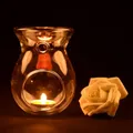 Nordic Home Decor Glass Candle Heat Resistant Oil Furnace Aroma Burner Holder Candlestick Vase